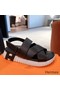 Hemes Women's Electric Sandals in Black Leather Replica