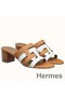 Hermes Amica 5mm Sandals In Brown/White Calfskin Replica