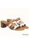 Hermes Amica 5mm Sandals In Brown/White Calfskin Replica