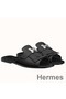 Hermes Auteuil Sandals In Black Calfskin Replica