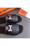 Hermes Auteuil Sandals In Black Calfskin Replica
