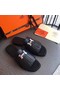 Hermes Auteuil Sandals In Black Calfskin Replica