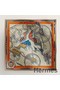 Hermes Beige/Orange Voitures en Equilibre Shawl 140 Replica