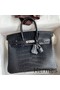 Hermes Birkin 25 Bag In Black Matte Alligator Crocodile Skin Replica
