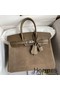 Hermes Birkin 25 Grizzly Bag in Taupe Veau Doblis and Swift Leather Replica