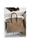 Hermes Birkin 25 Grizzly Bag in Taupe Veau Doblis and Swift Leather Replica