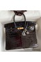 Hermes Birkin 25 Handmade Bag In Black Crocodile Niloticus Shiny Skin Replica