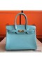 Hermes Birkin 25 Handmade Bag In Blue Atoll Epsom Calfskin Replica