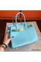 Hermes Birkin 25 Handmade Bag In Blue Atoll Epsom Calfskin Replica