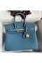Hermes Birkin 25 Handmade Bag In Blue Jean Clemence Leather Replica