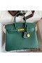 Hermes Birkin 25 Handmade Bag In Malachite Clemence Leather Replica