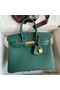 Hermes Birkin 25 Handmade Bag In Malachite Clemence Leather Replica