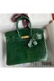 Hermes Birkin 25 Handmade Bag In Malachite Crocodile Niloticus Shiny Skin Replica