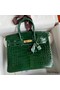 Hermes Birkin 25 Handmade Bag In Malachite Crocodile Niloticus Shiny Skin Replica