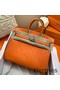 Hermes Birkin 25 Handmade Bag In Orange Ostrich Leather Replica