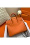 Hermes Birkin 25 Handmade Bag In Orange Ostrich Leather Replica