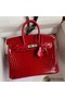 Hermes Birkin 25 Handmade Bag In Red Crocodile Porosus Shiny Skin Replica