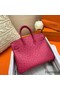 Hermes Birkin 25 Handmade Bag In Rose Red Ostrich Leather Replica