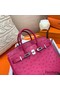Hermes Birkin 25 Handmade Bag In Rose Red Ostrich Leather Replica