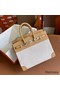 Hermes Birkin 25 Handmade Bag In Toile & Biscuit Swift Leather Replica