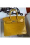 Hermes Birkin 25 Handmade Bag In Yellow Crocodile Niloticus Shiny Skin Replica