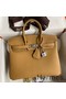 Hermes Birkin 25 Retourne Handmade Bag In Biscuit Clemence Leather Replica