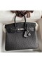 Hermes Birkin 25 Retourne Handmade Bag In Black Ostrich Leather Replica