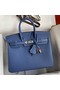 Hermes Birkin 25 Retourne Handmade Bag In Blue Agate Epsom Calfskin Replica
