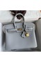 Hermes Birkin 25 Retourne Handmade Bag In Blue Glacier Clemence Leather Replica