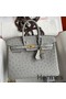 Hermes Birkin 25 Retourne Handmade Bag In Blue Glacier Ostrich Leather Replica