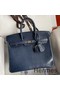 Hermes Birkin 25 Retourne Handmade Bag In Blue Saphir Lizard Leather Replica