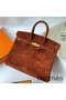 Hermes Birkin 25 Retourne Handmade Bag In Brown Doblis Suede Leather Replica