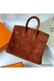 Hermes Birkin 25 Retourne Handmade Bag In Brown Doblis Suede Leather Replica