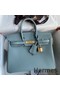Hermes Birkin 25 Retourne Handmade Bag In Ciel Clemence Leather Replica