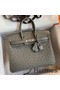 Hermes Birkin 25 Retourne Handmade Bag In Gris Tourterelle Ostrich Leather Replica