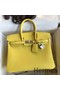 Hermes Birkin 25 Retourne Handmade Bag In Lime Swift Calfskin Replica