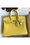 Hermes Birkin 25 Retourne Handmade Bag In Lime Swift Calfskin Replica