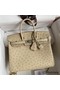Hermes Birkin 25 Retourne Handmade Bag In Parchemin Ostrich Leather Replica