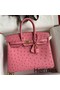 Hermes Birkin 25 Retourne Handmade Bag In Pink Ostrich Leather Replica
