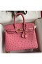 Hermes Birkin 25 Retourne Handmade Bag In Pink Ostrich Leather Replica