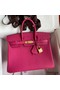 Hermes Birkin 25 Retourne Handmade Bag In Rose Tyrien Clemence Leather Replica