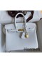 Hermes Birkin 25 Retourne Handmade Bag In White Clemence Leather Replica