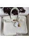 Hermes Birkin 25 Retourne Handmade Bag In White Swift Calfskin Replica