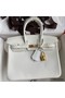 Hermes Birkin 25 Retourne Handmade Bag In White Swift Calfskin Replica