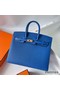 Hermes Birkin 25 Sellier Handmade Bag In Blue France Epsom Calfskin Replica