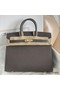 Hermes Birkin 25 Sellier Handmade Bag In Etain Epsom Calfskin Replica