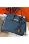Hermes Birkin 25cm Bag In Blue Agate Clemence Leather GHW Replica
