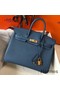 Hermes Birkin 25cm Bag In Blue Agate Clemence Leather GHW Replica