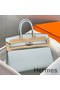 Hermes Birkin 25cm Bag In Blue Brume Clemence Leather PHW Replica
