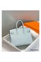 Hermes Birkin 25cm Bag In Blue Brume Clemence Leather PHW Replica